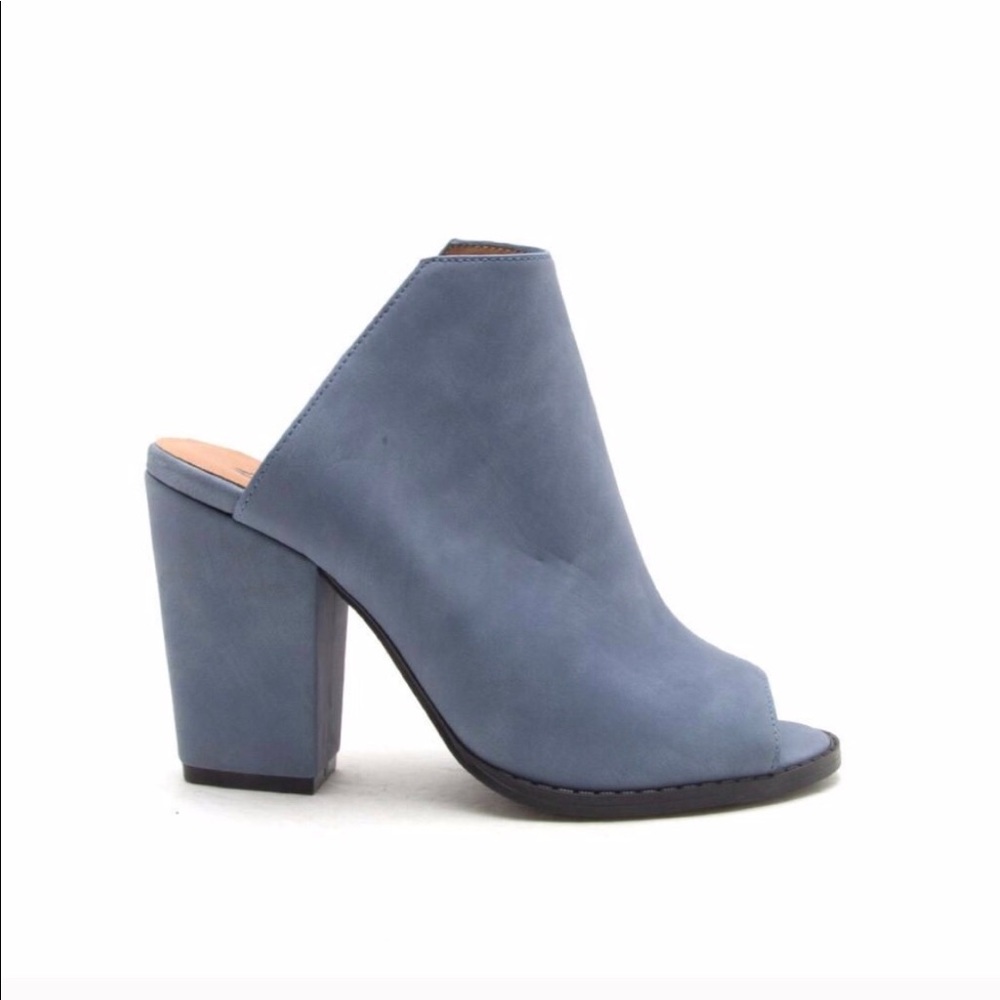 Blue/Gray Qupid Brand Open Toe Heels